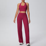 Women's 2-Piece Sports Set | Breathable Nylon-Spandex Fitness Set – Crop Top & Leggings