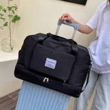 Sports Gym Tote with Shoe Compartment | Foldable Travel Duffel Bag - Waterproof 35L