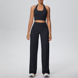 Women's 2-Piece Sports Set | Breathable Nylon-Spandex Fitness Set – Crop Top & Leggings